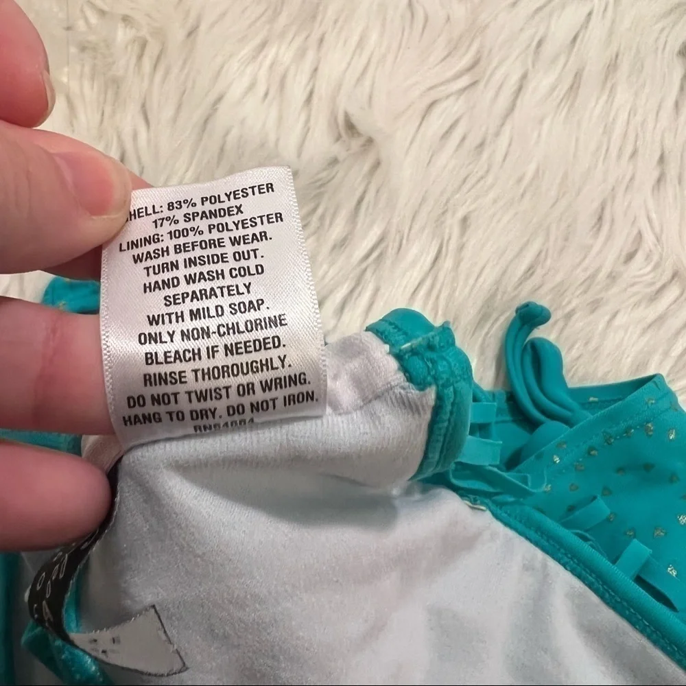 Cleobella Turquoise Girls Size Large Two Piece Swimsuit Turquoise Gold Dots